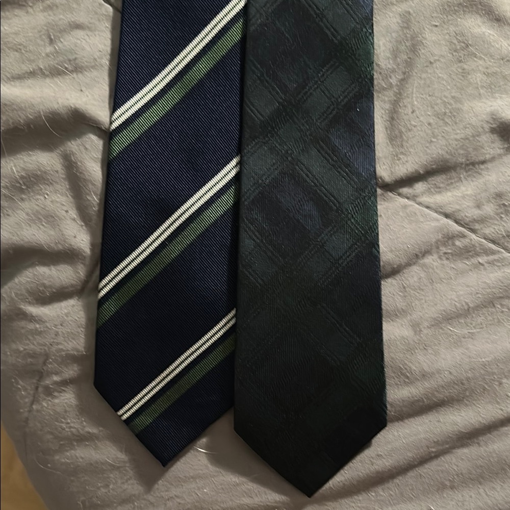 Banana Republic Classic Striped and Plaid Ties Set - Green and Navy Blue